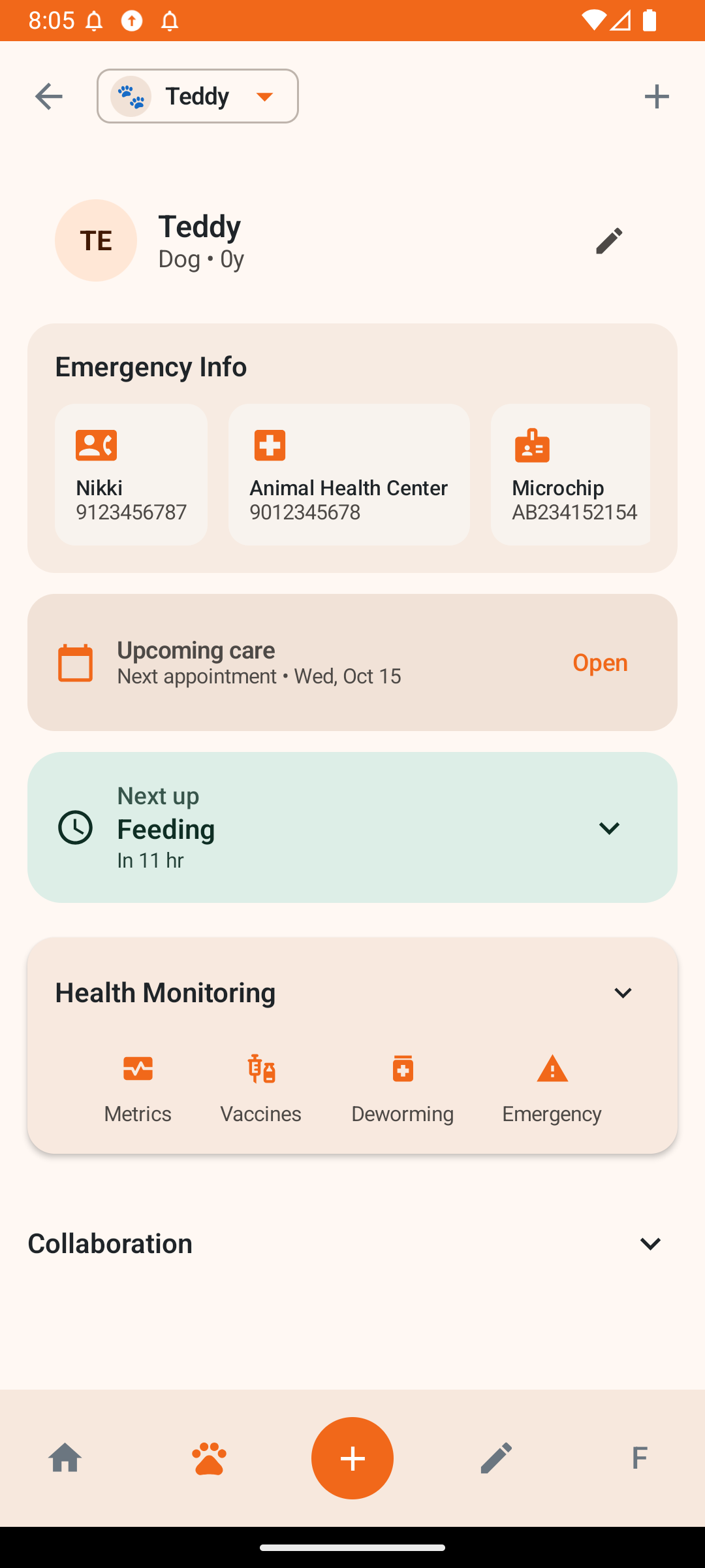 Pawstify health dashboard displaying comprehensive pet health overview and vaccination tracking